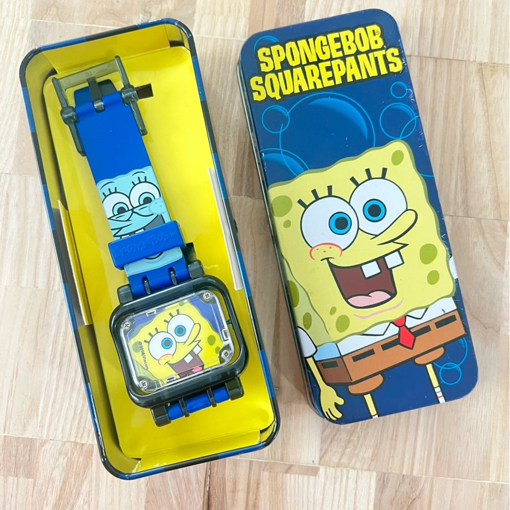 Nickelodeon SpongeBob Square Pants digital watch and tin NEW BATTERY